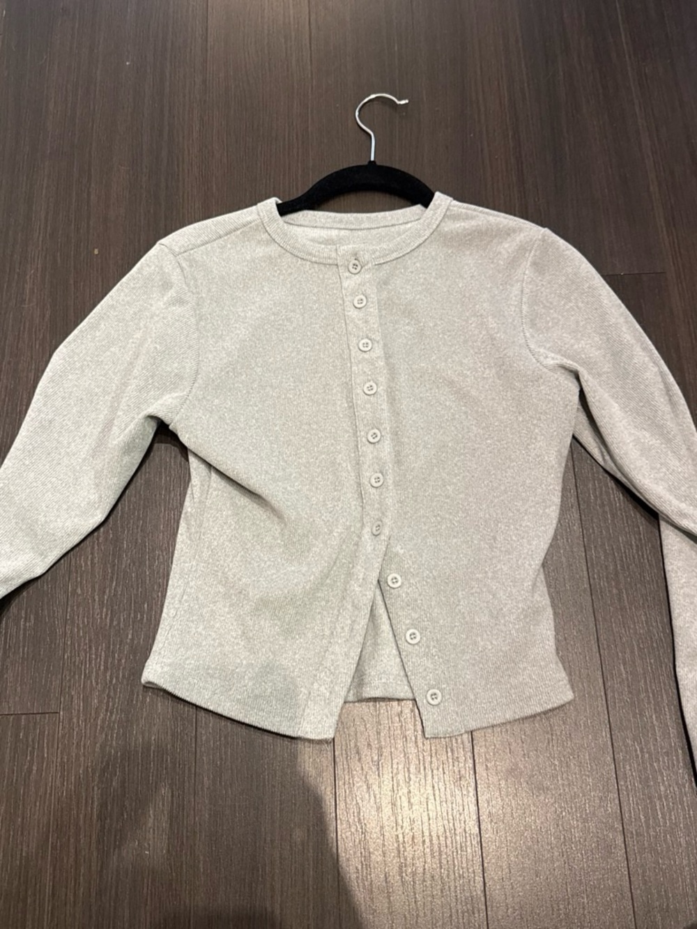 Amazon Silver Button-Front Crewneck Cardigan